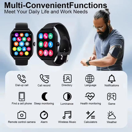 Smartwatch 2025 per Android e iOS, Schermo a Colori da 2,01 Pollici, Risposta alle Chiamate Bluetooth, Orologio Fitness Tracker per Donne e Uomini platinumshop