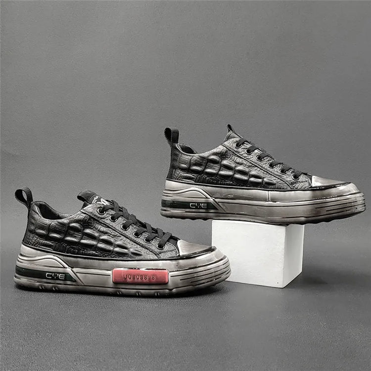 New Designers Genuine Leather Alligator Pattern All Match Sneaker For Men Casual Shoes Flats Walking Footwear Zapatos Hombre