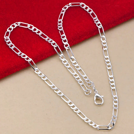 Nobile nuovo arriva 925 sterling silver 4MM catena per uomo donna braccialetto collana set di gioielli signora regali di Natale charms matrimonio platinumshop