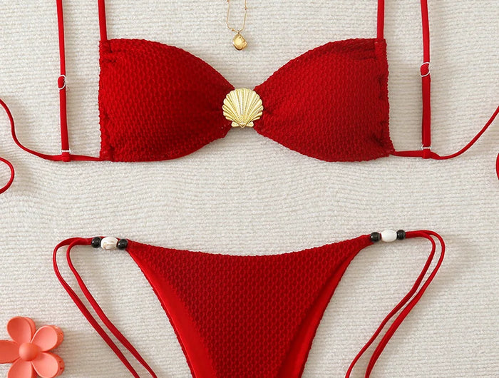 Costume da bagno 2026 sexy da donna, bikini push-up rosso, set micro bikini, costume da bagno estivo da spiaggia femminile