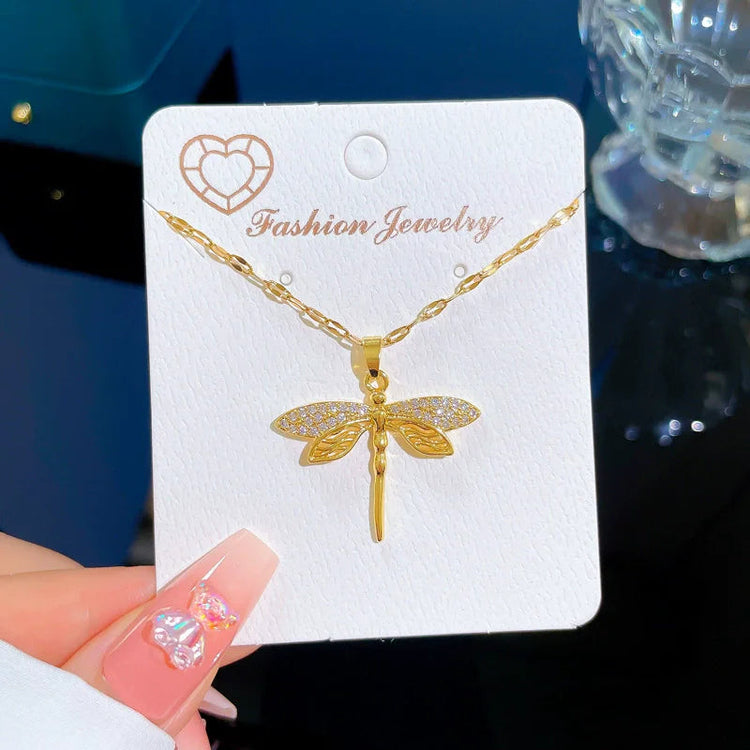 EILIECK 316L Stainless Steel Shine Cubic Zirconia Swan Pendant Necklace Gold Color Texture Metal Personalized Jewelry Neck Chain PlatiNum