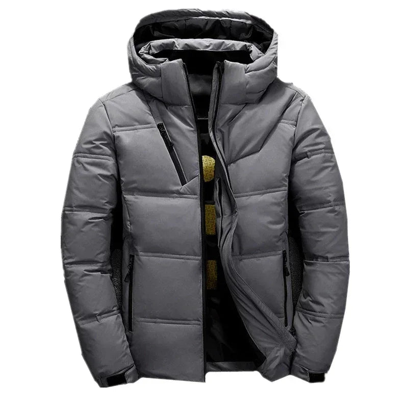 -20 Degree Down Jacket Male Winter Parkas Men White Duck Down Jacket Hooded Outdoor Thick Warm Padded Snow Coat Oversize M-4XL - PlatiNum