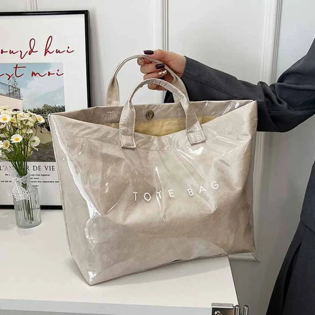 Transparent Waterproof PVC Bag, Summer Beach Bag, Printed Shoulder Bag, Sports Bags