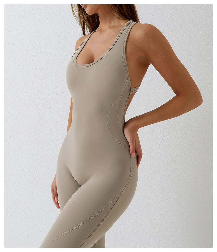 Jumpsuit Gym Set Romper Backless Fitness Bodysuit Siamese Sportswear Women Jumpsuit Buttery-Soft One-piece Playsuit Yoga Suit PlatiNum