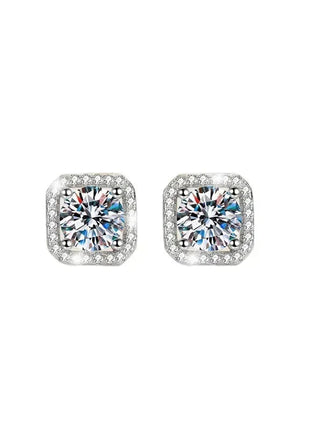 DISINIYA Color Earrings Mosonite Earring Square Bag Earrings marry Jewelry simple and fashionable party, Valentine's Day gift PlatiNum