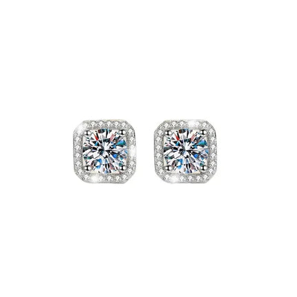 DISINIYA Color Earrings Mosonite Earring Square Bag Earrings marry Jewelry simple and fashionable party, Valentine's Day gift PlatiNum