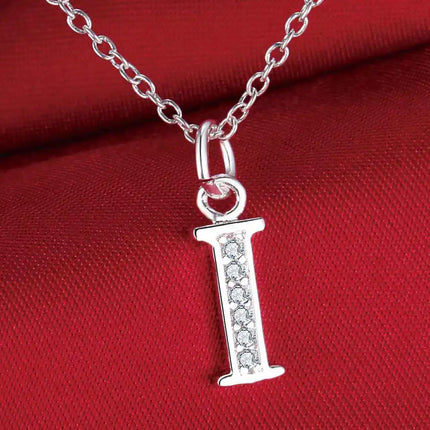 26 Letters 925 Sterling Silver Necklace Pendant Zircon For Women Exquisite Student Girlfriend Jewelry Accessories Wedding Gift PlatiNum