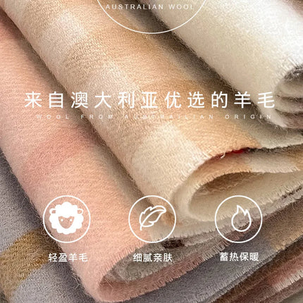 High Quality 100% Pure Wool Scarf Women Classic Chic  Autumn Winter Colorful Plaid Tassel Warm Muffler Female Thermal Shawl Lady