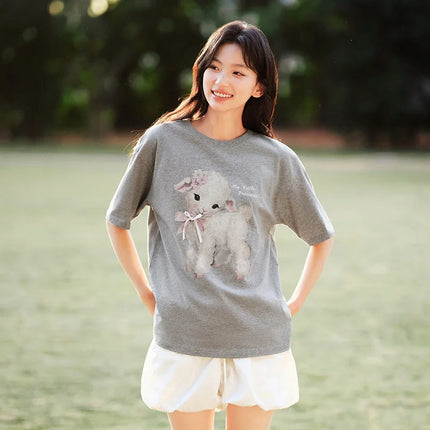 T-shirt lunga Semir con fiocco da donna, vestibilità ampia in cotone, nuova collezione estiva 2025, top grafico carino per ragazze adolescenti