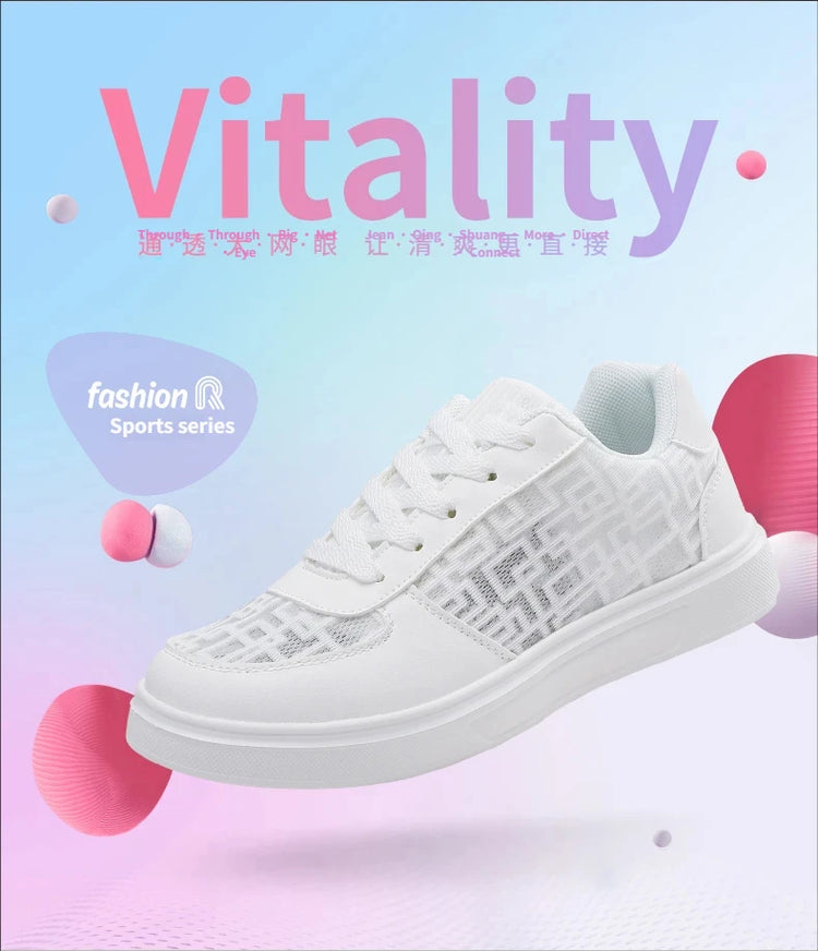 Casual Ell Toe Sneakers Low Top Spor Flats Trendy Versatile Student Leisure Rubber Outsole Summer Breathable Jogging Shoes