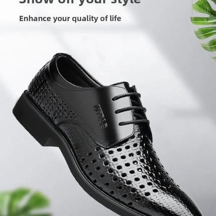 Sandali da uomo in pelle Pelle bovina traspirante Scava fuori Design Scarpe slip-on casual estive Comoda suola in gomma antiscivolo