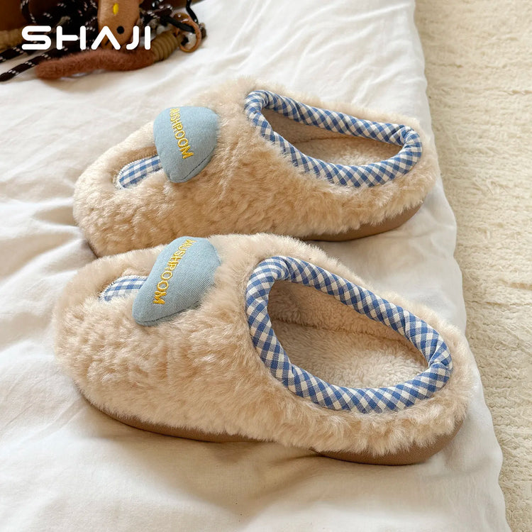 Plush Cotton Slippers Women Winter Indoor Home Shoes Anti-slip Thick Warm Cotton Shoes Cartoon Slippers Soft Comfortable Slipper