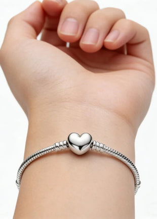 Nuovo Bracciale Artigianale Originale in Argento 925 con Charm, Liscio e Morbido, a Osso di Serpente, per Donna - Regalo 2026 PlatiNum