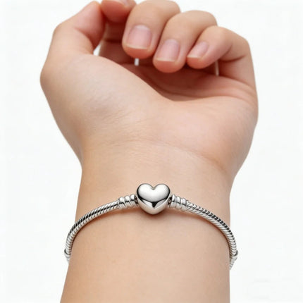 Nuovo Bracciale Artigianale Originale in Argento 925 con Charm, Liscio e Morbido, a Osso di Serpente, per Donna - Regalo 2026 PlatiNum