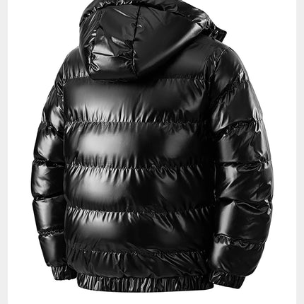winter casual down cotton jacket Men's bright faced cotton jacket solid color thicken warm men winter coat hooded winter jacket