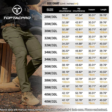 TOPTACPRO Men's Flex Ripstop Water-Resistant Lightweight Stretch Cargo Trousers for EDC Outdoor Work Hiking 8201