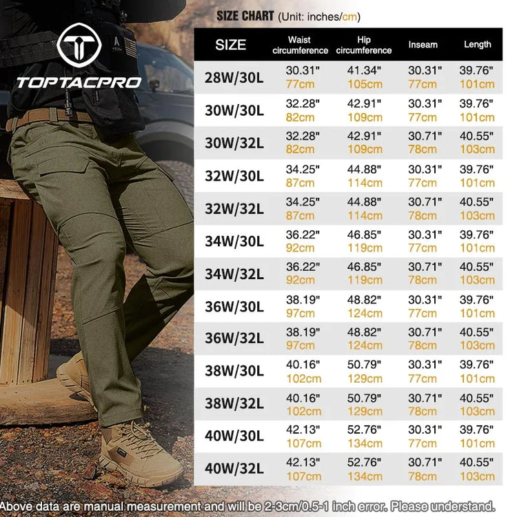 TOPTACPRO Men's Flex Ripstop Water-Resistant Lightweight Stretch Cargo Trousers for EDC Outdoor Work Hiking 8201