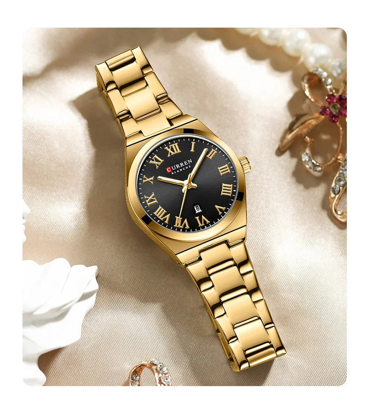 CURREN Orologio da donna, Orologi da donna, Orologi da donna, Abito alla moda impermeabile Bracciale in acciaio inossidabile Orologi analogici Data platinumshop