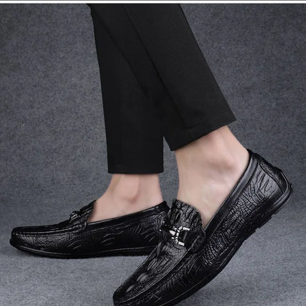 Nuove Scarpe Casual da Uomo con Suola Morbida, Modello Alligatore, Scarpe Formali da Lavoro, Punta Rotonda, Suola in Gomma