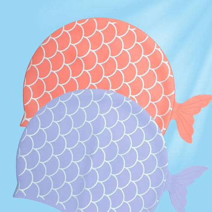Cuffia da nuoto per bambini Cuffia da nuoto allargata in silicone impermeabile a squame di pesce carino per accessori da nuoto per ragazze dei ragazzi