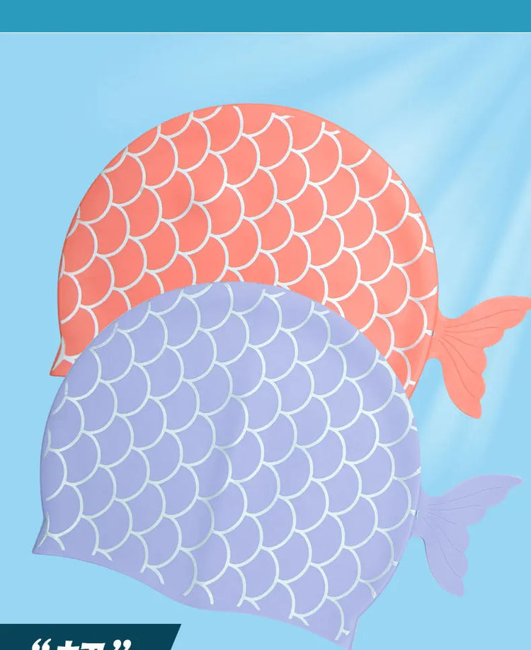 Cuffia da nuoto per bambini Cuffia da nuoto allargata in silicone impermeabile a squame di pesce carino per accessori da nuoto per ragazze dei ragazzi