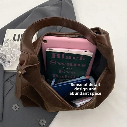Women Suede Shoulder Bag with Zipper Hobo Bags Large Capacity Handbag Slouchy Bag Commuter Travel Bag Purses and Handbags PlatiNum