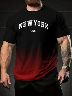 T-shirt da uomo sfumata New York 3d Stampa manica corta Tee Moda Casual Streetwear Uomo Pullover Semplice T-shirt oversize per uomo