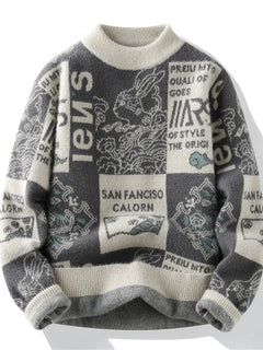Men's Sweater New Autumn Winter Print Hip Hop Sweater Men Streetwear Print Pullover Tops Harajuku Couple Sweater