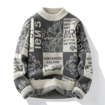 Men's Sweater New Autumn Winter Print Hip Hop Sweater Men Streetwear Print Pullover Tops Harajuku Couple Sweater