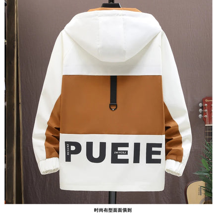 Fashion Men's Hooded Jackets 2026 Spring Autumn Youth High Streetwear Loose Casual Coat Outdoor Zipper Windbreaker Tops Clothing