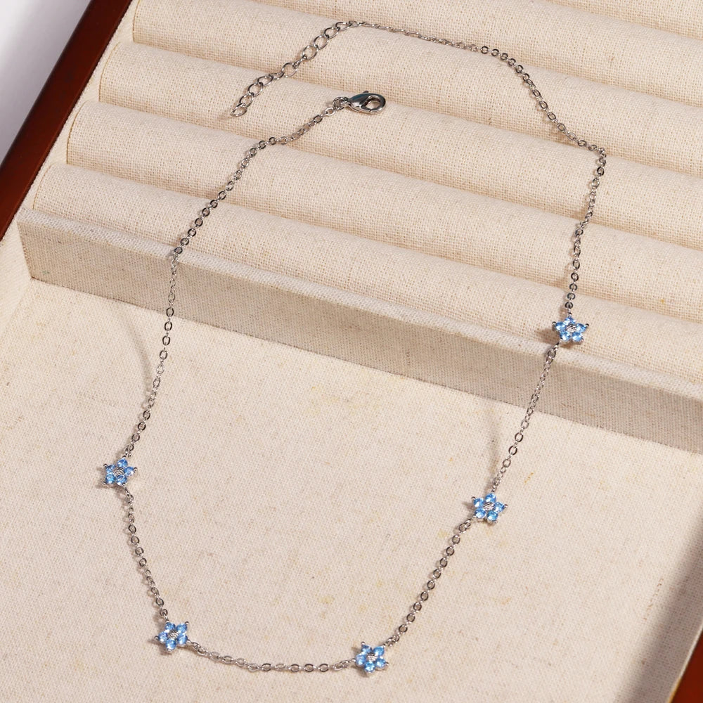 Moda colorata cubic zirconia 5 pezzi collana di fiori per le donne girocollo catena clavicola regali di gioielli da sposa