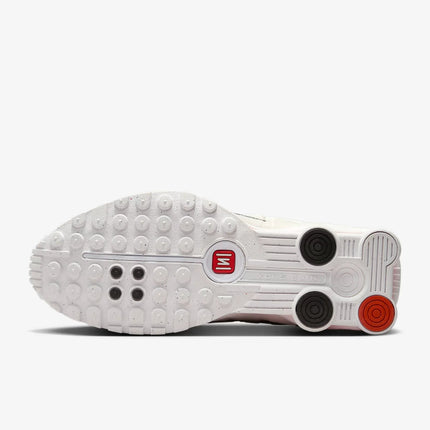 Nike Shox R4 Women's Running Shoes Low-Top Casual Comfort Breathable Wear-Resistant Support White Sail Crimson AR3565-103 PlatiNum