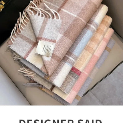 High Quality 100% Pure Wool Scarf Women Classic Chic  Autumn Winter Colorful Plaid Tassel Warm Muffler Female Thermal Shawl Lady