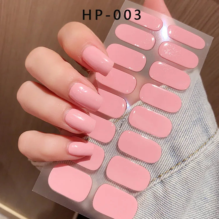 Semi Cured Wraps Fast Gel Nail Sticker Soild Nail Gel Wraps Adhesive Full Cover Gel Nail Decal UV Lamp Cured Manicure Decoration2028