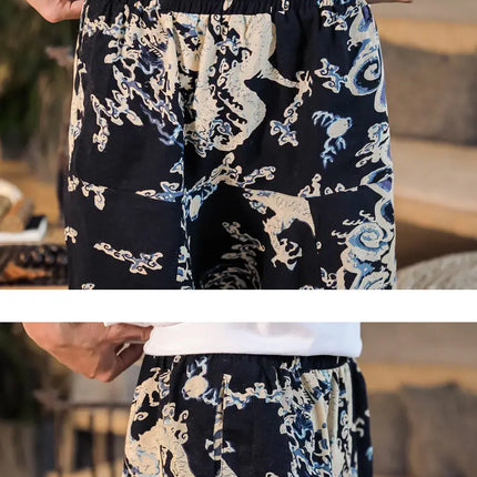 Pantaloni Harem da Uomo 2026 Stile Retrò con Stampa, Pantaloni Jogger Larghi e Comodi con Cavallo Ribassato, Stile Nepal Oversize, Pantaloni Casual da Uomo con Cavallo Ribassato