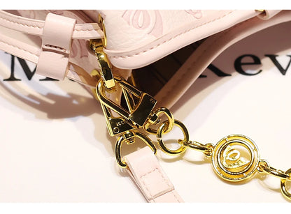 2024 borsa a secchiello portatile in pelle dolce e di lusso con stampa floreale delicata e sciarpe bella borsa a tracolla da donna