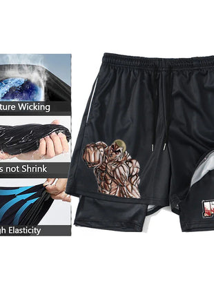 Set di compressione da uomo stampato in 3D anime Top da palestra a maniche corte + pantaloncini da allenamento Set di protezioni per l'atletica traspirante ad asciugatura rapida platinumshop