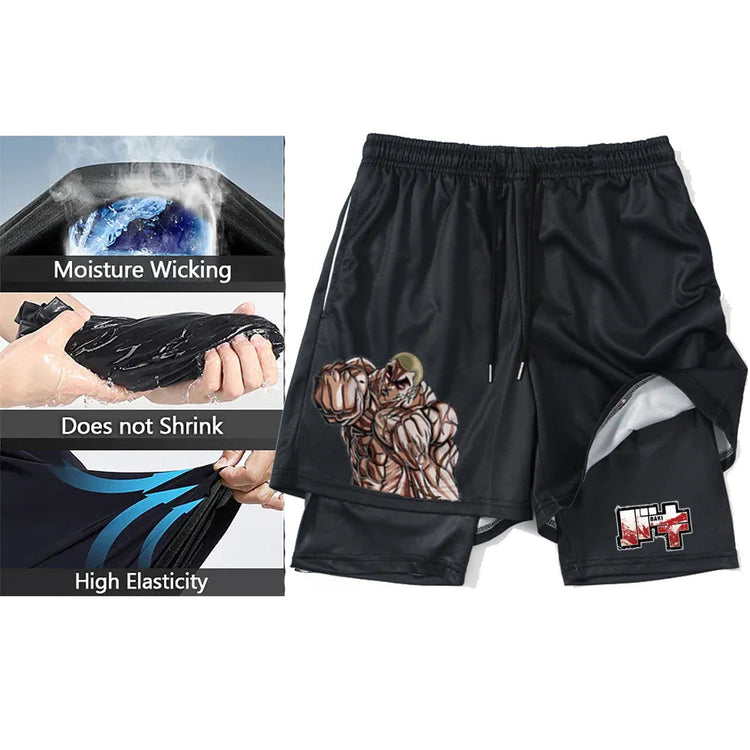 Set di compressione da uomo stampato in 3D anime Top da palestra a maniche corte + pantaloncini da allenamento Set di protezioni per l'atletica traspirante ad asciugatura rapida platinumshop