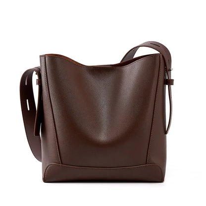 100% Genuine Leather Women Shoulder Bag Large Capacity Cowhide Bucket Bags Fashion Casual Female Crossobdy Bag 2391