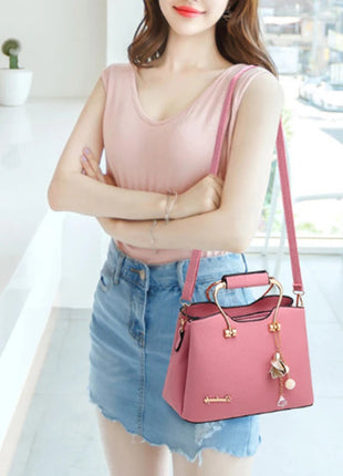 Yogodlns Luxury Pendant Handbag For Women PU Leather Tassel Shuolder Bag Designer Handle Bag Brand Shopping Mommy Shoudler Bag PlatiNum