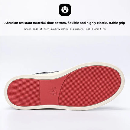 Men Low Top Leather Casual Shoes Lace-up Fashion Sneakers Black Embossed Plaid Upper Non Slip Flat Daily Wear Board Footwear