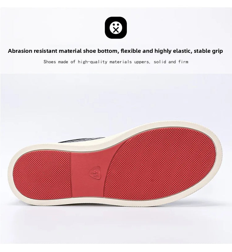 Men Low Top Leather Casual Shoes Lace-up Fashion Sneakers Black Embossed Plaid Upper Non Slip Flat Daily Wear Board Footwear