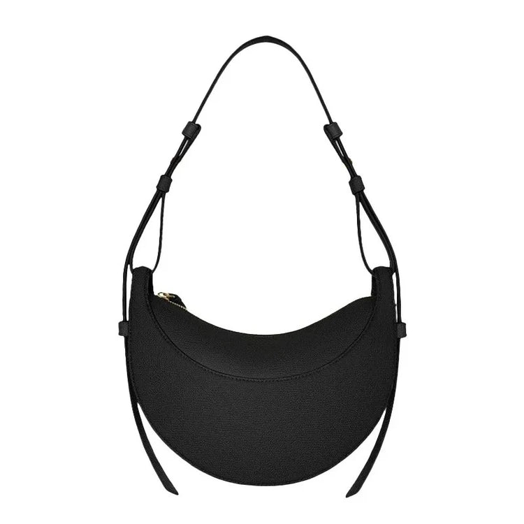 Borsa a tracolla a mezzaluna in pelle liscia, con tracolla regolabile, borsa a tracolla minimalista per l'uso quotidiano