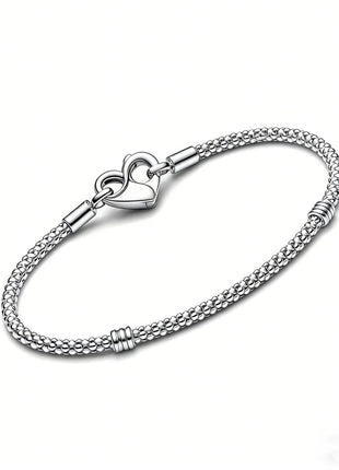 Nuovo Bracciale Artigianale Originale in Argento 925 con Charm, Liscio e Morbido, a Osso di Serpente, per Donna - Regalo 2026 PlatiNum