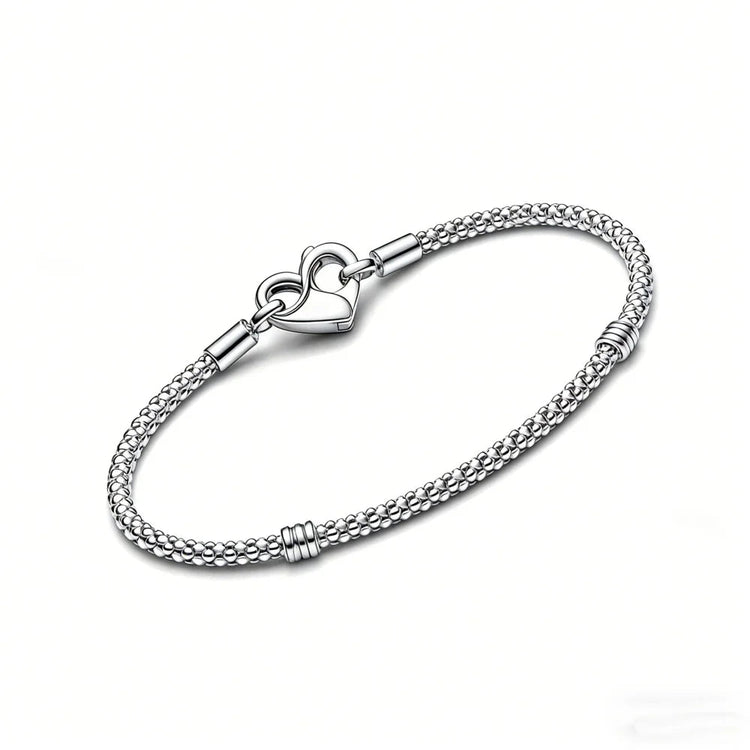 Nuovo Bracciale Artigianale Originale in Argento 925 con Charm, Liscio e Morbido, a Osso di Serpente, per Donna - Regalo 2026 PlatiNum