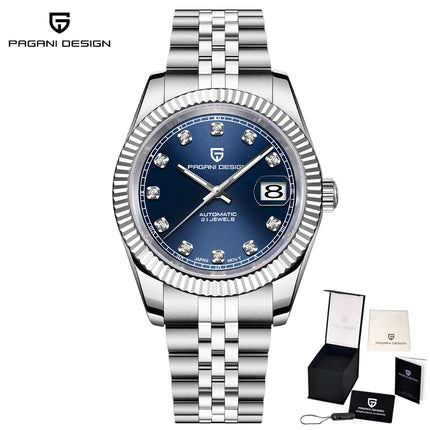 PAGANI DESIGN Luxury Men's Automatic Mechanical Watch Top Sapphire Stainless Steel 100m Waterproof Business Leisure Watch