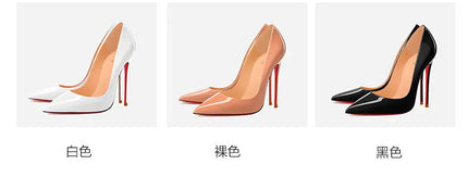 Nuovo cuoio laccato rosso tacco fine a punta bocca superficiale versatile tacco alto scarpe singole nere sexy scarpe da donna moda festa platinumshop
