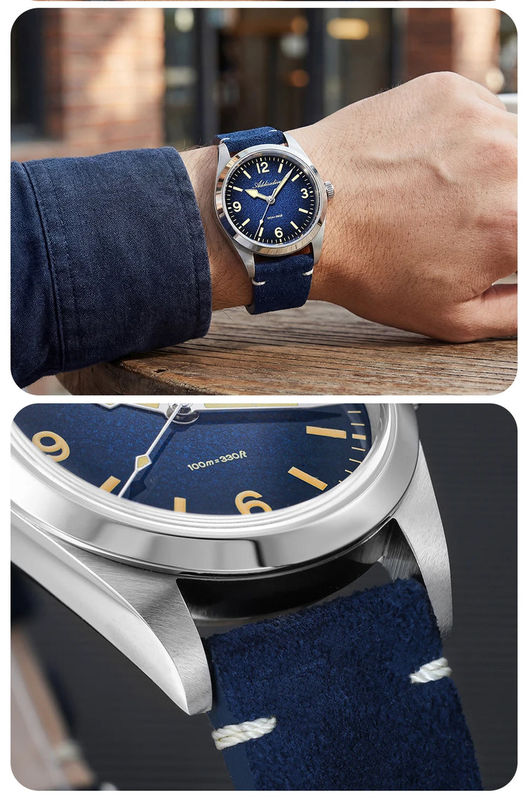 ADDIESDIVE New Quartz Watch Luxury Sapphire 2035 Movement 36mm Men Watch C3 Luminous Diving 100m Waterproof 316L Stainless Steel