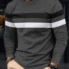 2025 Autumn/Winter Fashion Men's Long Sleeve Round Neck Splicing T-shirt Business Anti Wrinkle Street Wear Casual Top PlatiNum
