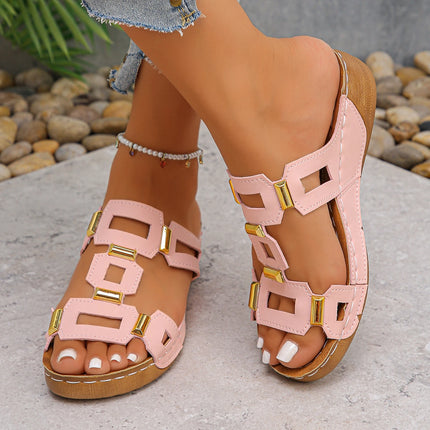 Women's Roman Style Large Size Sandals Beach Open Toe Slippers Summer Wedges Comfortable Outdoor Slip-on Shoes for Women